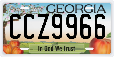 GA license plate CCZ9966