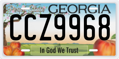 GA license plate CCZ9968