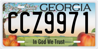 GA license plate CCZ9971