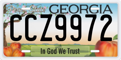 GA license plate CCZ9972
