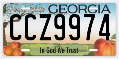 GA license plate CCZ9974