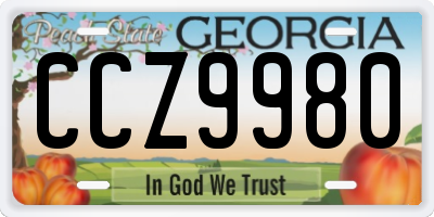 GA license plate CCZ9980