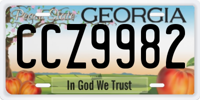 GA license plate CCZ9982
