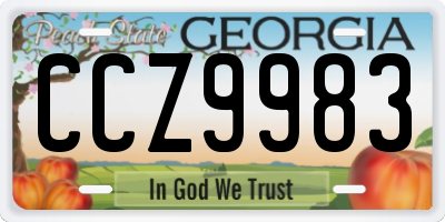 GA license plate CCZ9983