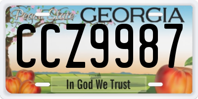 GA license plate CCZ9987