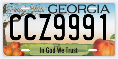 GA license plate CCZ9991