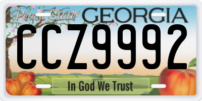 GA license plate CCZ9992