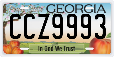 GA license plate CCZ9993