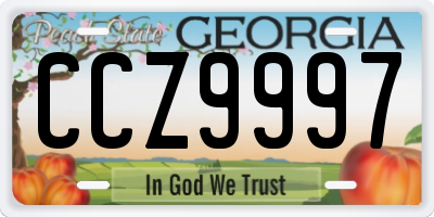 GA license plate CCZ9997