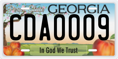 GA license plate CDA0009