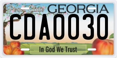 GA license plate CDA0030