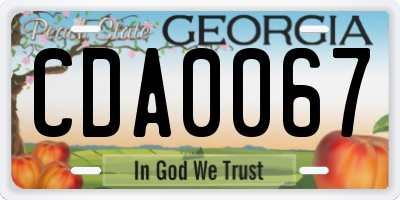 GA license plate CDA0067
