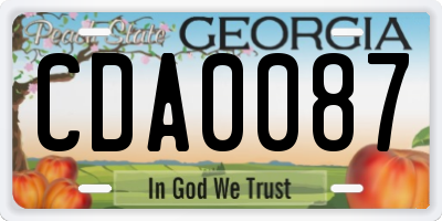 GA license plate CDA0087