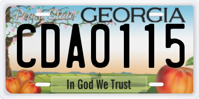 GA license plate CDA0115