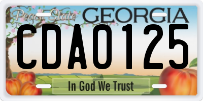 GA license plate CDA0125