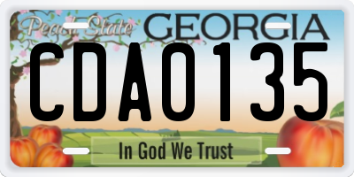 GA license plate CDA0135