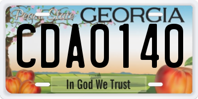 GA license plate CDA0140