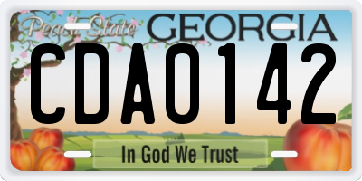 GA license plate CDA0142