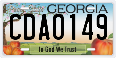 GA license plate CDA0149