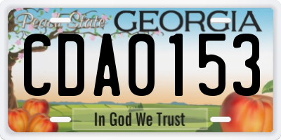 GA license plate CDA0153