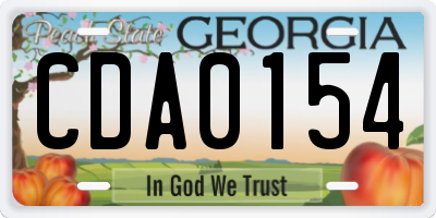 GA license plate CDA0154