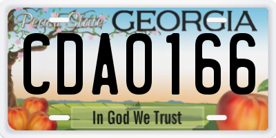 GA license plate CDA0166