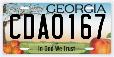 GA license plate CDA0167