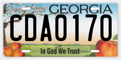 GA license plate CDA0170