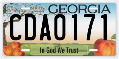 GA license plate CDA0171