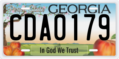 GA license plate CDA0179
