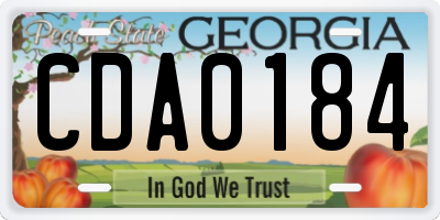 GA license plate CDA0184