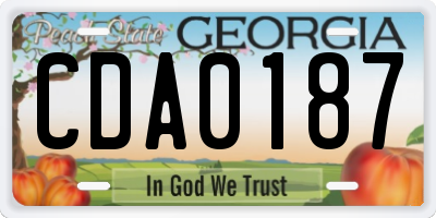 GA license plate CDA0187