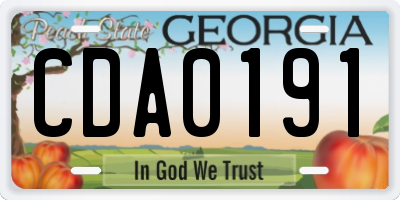 GA license plate CDA0191