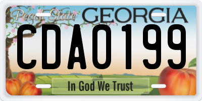GA license plate CDA0199