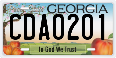 GA license plate CDA0201