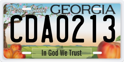 GA license plate CDA0213
