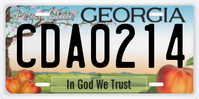 GA license plate CDA0214
