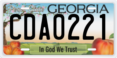 GA license plate CDA0221