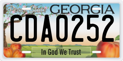 GA license plate CDA0252