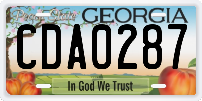GA license plate CDA0287
