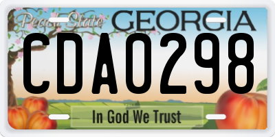 GA license plate CDA0298