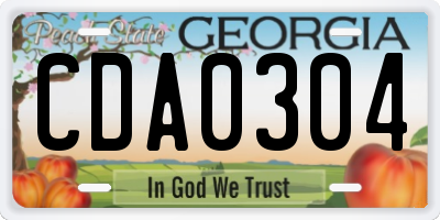 GA license plate CDA0304