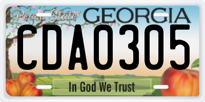 GA license plate CDA0305