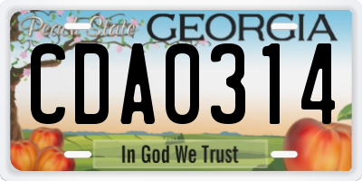GA license plate CDA0314