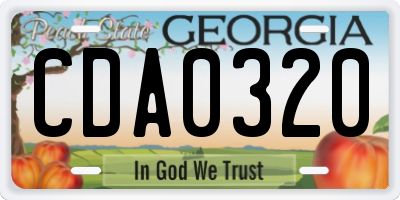 GA license plate CDA0320