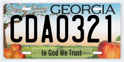 GA license plate CDA0321