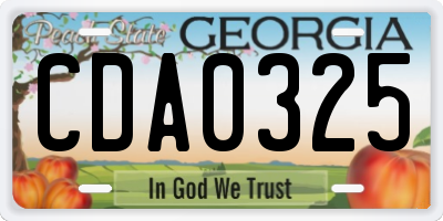 GA license plate CDA0325