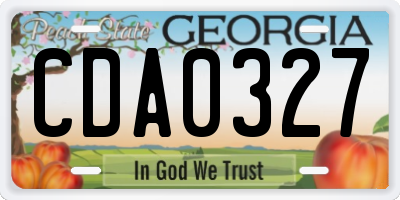 GA license plate CDA0327