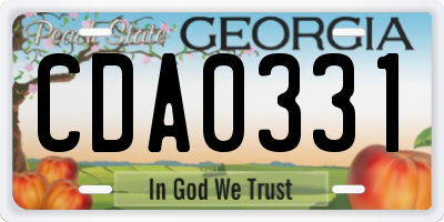 GA license plate CDA0331