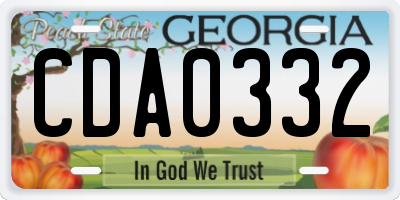 GA license plate CDA0332